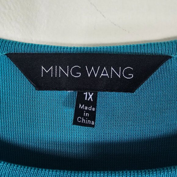 Ming Wang Turquoise Sleeveless Tank Top 1X Office Career Side Slit Knit Shell - Picture 5 of 8